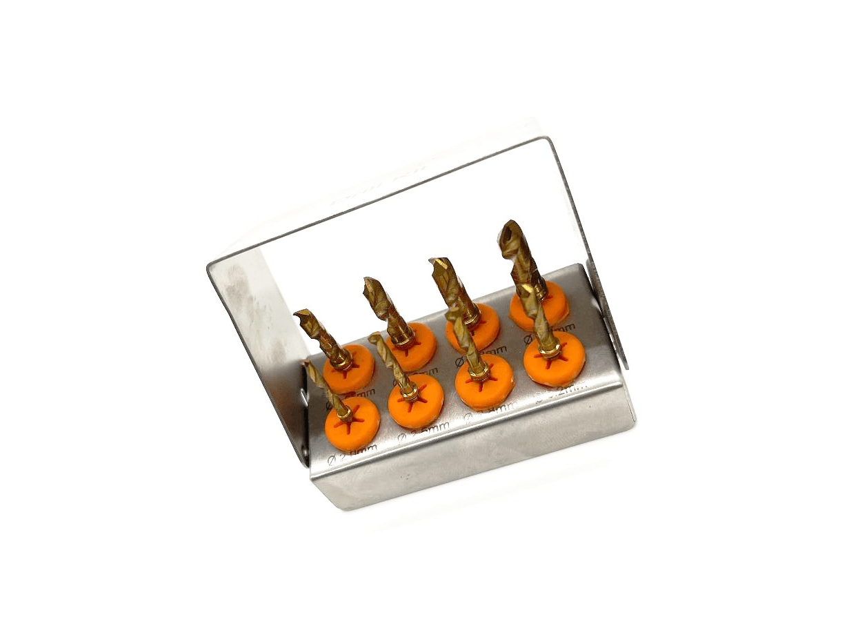 Dental Implant Drills Set of 8, Black Titanium Coated with Bur Block
