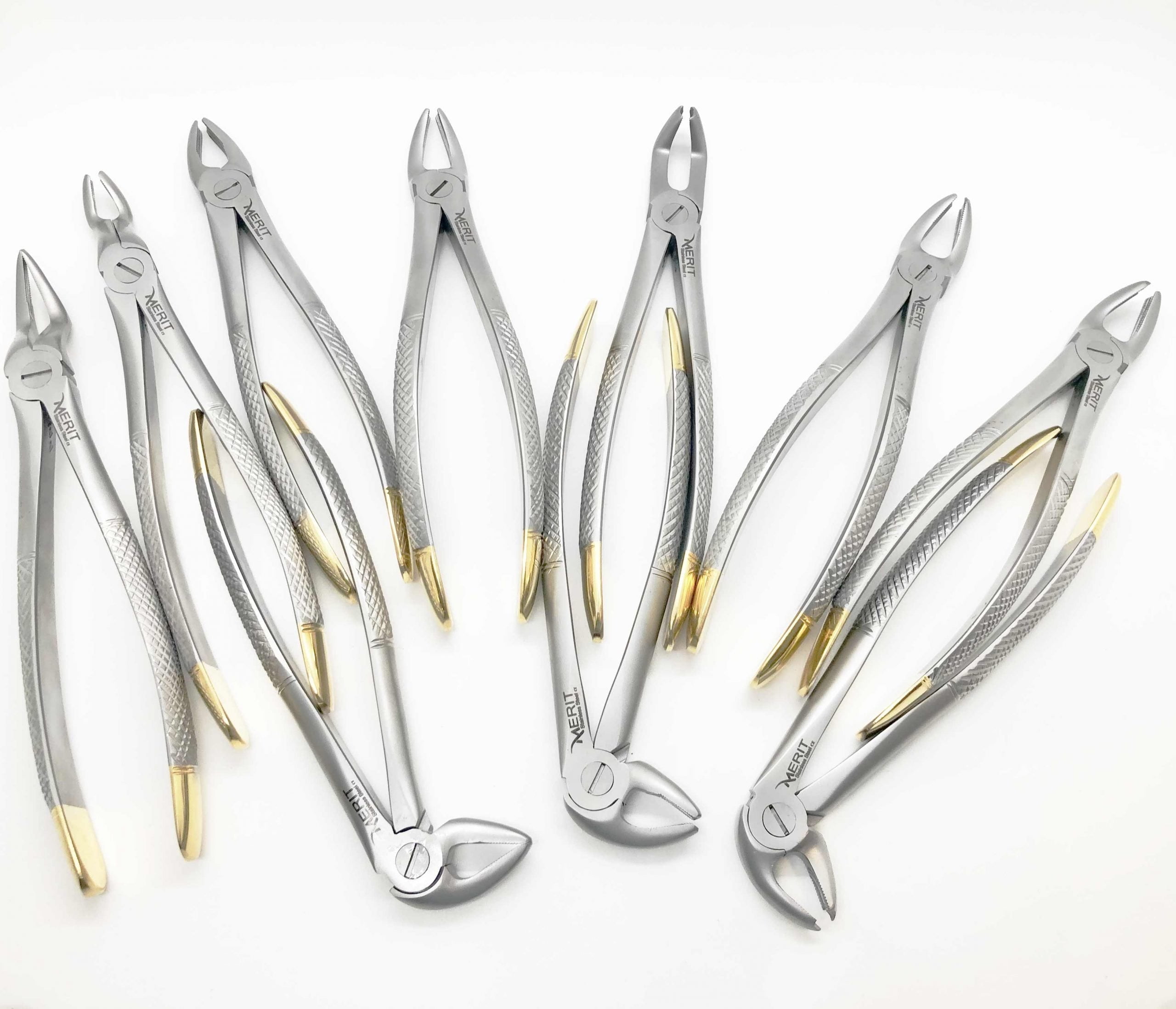 English Pattern Tooth Extracting Forceps Set Dental Instruments Gold Dull Finish 10 PCs