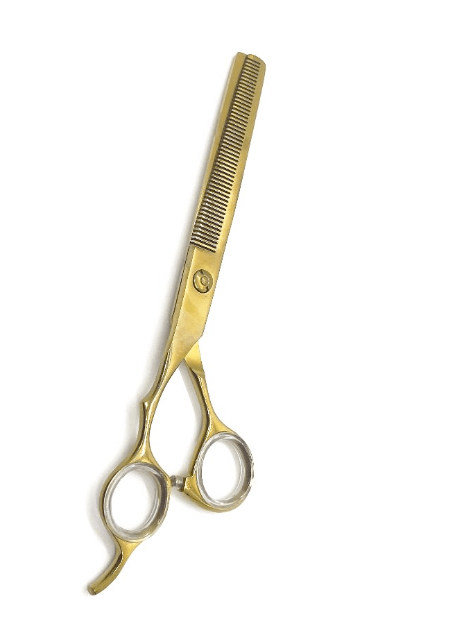 Pet Grooming Thinning Left handed Shears 7" (Curved) Gold
