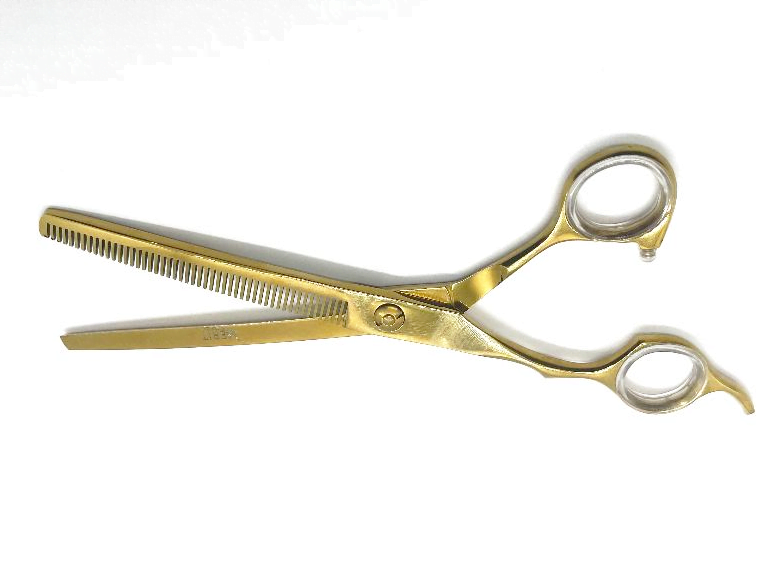 Pet Grooming Thinning Left handed Shears 7″ (Curved) Gold