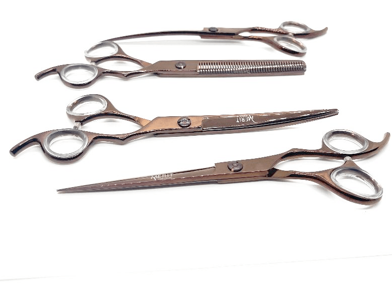 Pet Grooming Scissors Set of 4 (Brown) 7" - Image 3