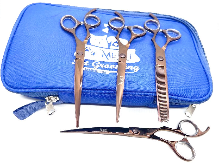 Pet Grooming Scissors Set of 4 (Brown) 7" - Image 4