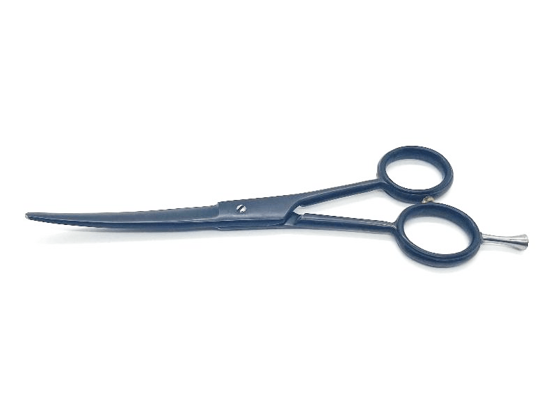 Pet Grooming Shears Black Curved 6"