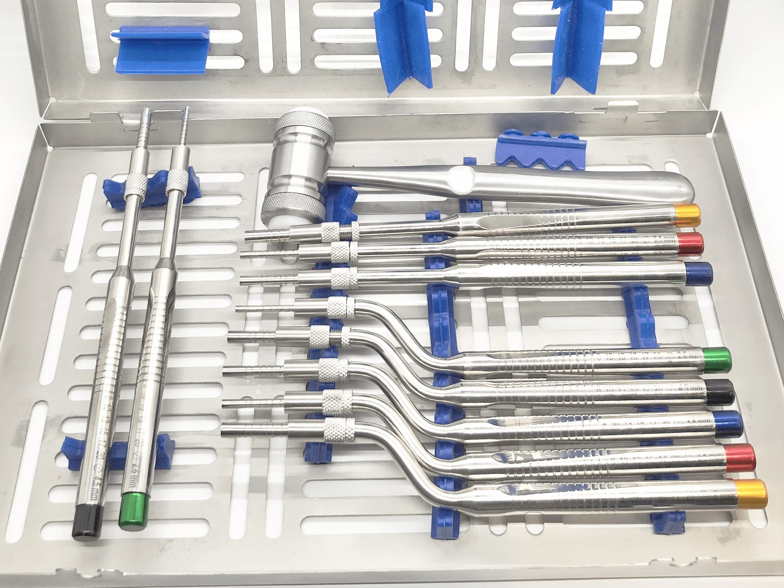 Sinus Lift Osteotomes Kit Straight Off Set Concave Mead Mallet Cassette Dental